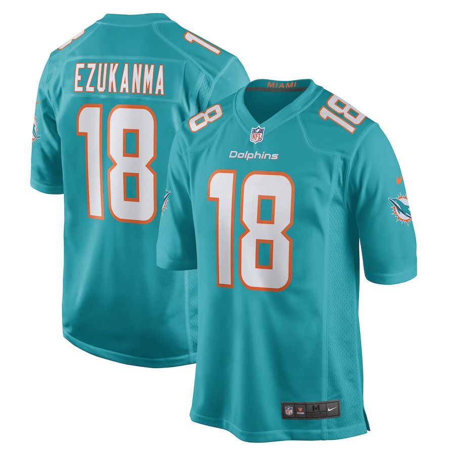 Men Miami Dolphins #18 Erik Ezukanma Nike Aqua Game Player NFL Jersey
